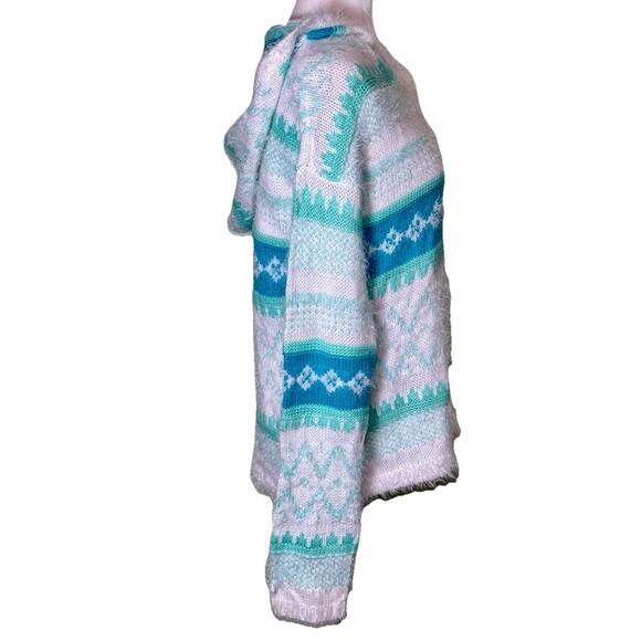 2 Arizona Women’s Fuzzy Cozy Fair Isle Hooded Sweaters Y2K Cute Aztec Casual Lg - Picture 5 of 16